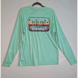 Burlebo Blue Performance Pullover Shirt Long Sleeve Lightweight Mens M Logo